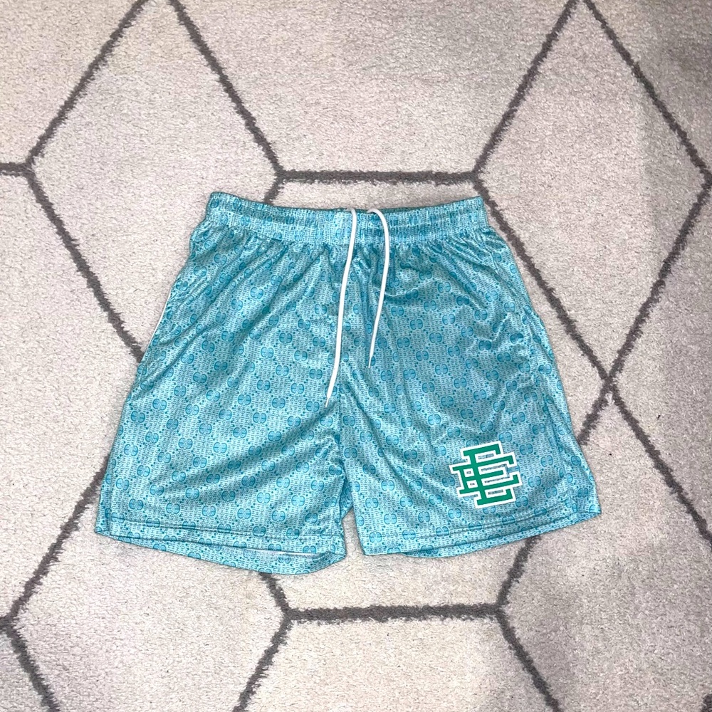 Eric Emanuel Teal Patterned Athletic Shorts